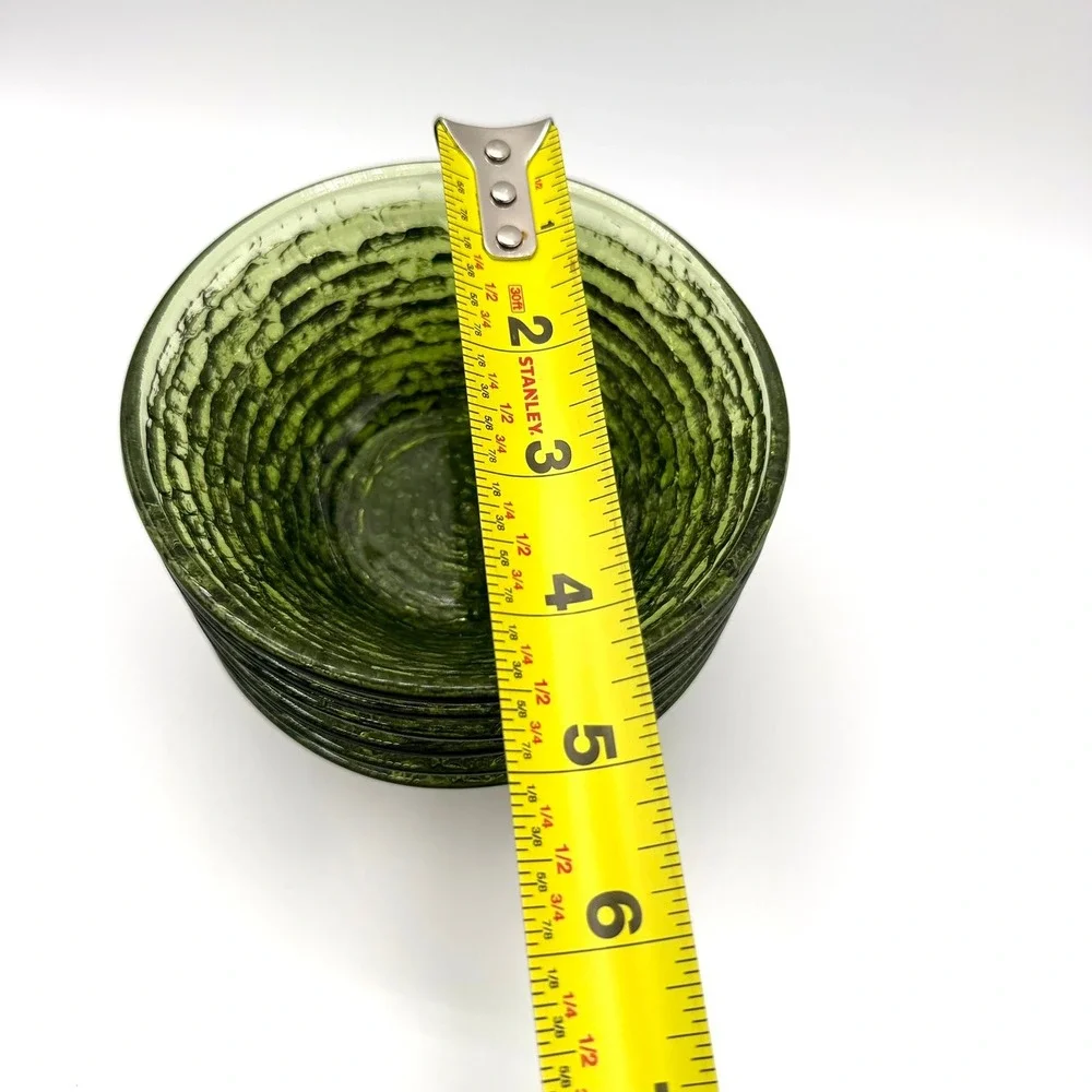 Anchor Hocking Soreno Avocado Green Glass Fruit Dessert Bowls Set of 6 Vintage